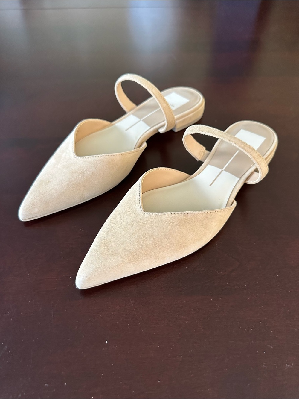 Dolce Vita Beige Pointed Toe Slingback Mules